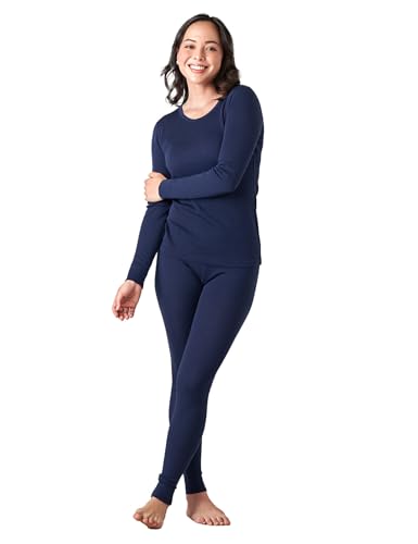 LAPASA Merino Wolle Thermounterwäsche Set Damen warm (L58), Navy (Warm), S von LAPASA