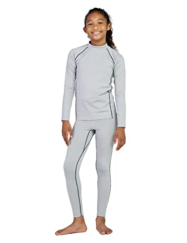 LAPASA Sport Thermounterwäsche Set für Mädchen, atmungsaktive Thermounterhemd und Thermo Leggings, Funktionsunterwäsche Sets für Kinder 4-13 Jahre (Thermoflux G18), Hellgrau meliert. 13 Jahre von LAPASA