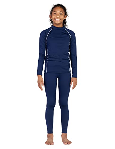 LAPASA Sport Thermounterwäsche Set für Mädchen, atmungsaktive Thermounterhemd und Thermo Leggings, Funktionsunterwäsche Sets für Kinder 4-13 Jahre (Thermoflux G18), Navy blau. 13 Jahre von LAPASA