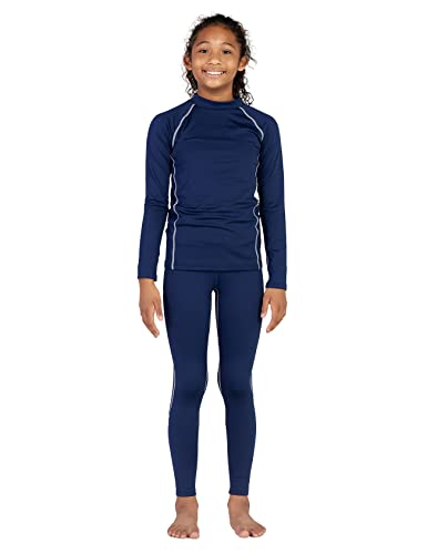 LAPASA Sport Thermounterwäsche Set für Mädchen, atmungsaktive Thermounterhemd und Thermo Leggings, Funktionsunterwäsche Sets für Kinder 4-13 Jahre (Thermoflux G18), Navy blau. 7-8 Jahre von LAPASA