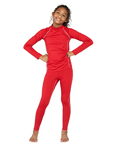 LAPASA Sport Thermounterwäsche Set für Mädchen, atmungsaktive Thermounterhemd und Thermo Leggings, Funktionsunterwäsche Sets für Kinder 4-13 Jahre (Thermoflux G18), Rot. 11-12 Jahre von LAPASA