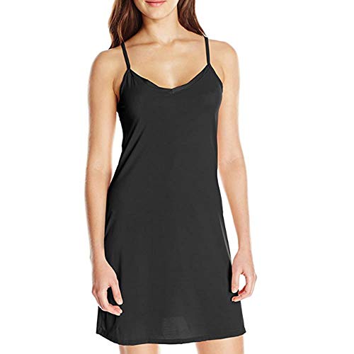 LAPOPNUT Damen Unterkleid Frauen Unterröcke Nachthemd Nachtwäsche Negligé Miederkleid gemütlich Slipdress EU von LAPOPNUT
