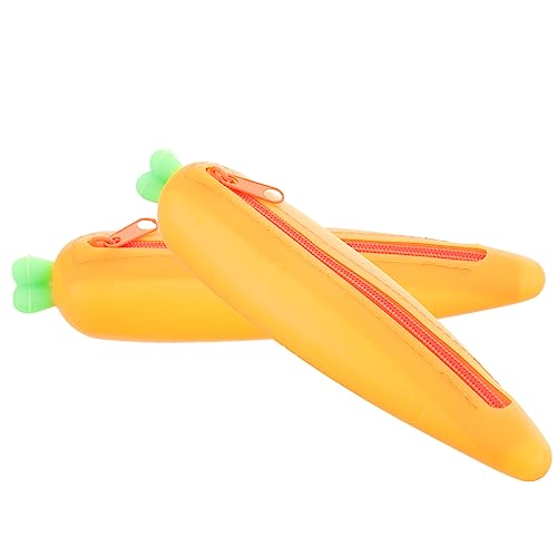 LAPYAPPE 2stücke Karotten-federmäppchen Aus Silikon Lustiger Und Tragbarer Stiftbehälter Für Junge Mädchen Kawaii Design Für Jungen Und Mädchen Für Schulbedarf Und von LAPYAPPE