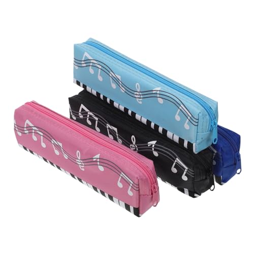 LAPYAPPE 4Stücke Teiliges Federmäppchen für Mädchen Praktische Stifttasche für Schüler mit Musiknoten-Design Geeignet für Schule und Zuhause Leichte und Tragbare Federtasche von LAPYAPPE