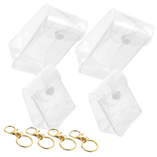 LAPYAPPE 4 Stück Transparente Lippenstift Aufbewahrungstasche mit Schlüsselanhänger Mini Handtaschen Figurine Display Case für Mädchen für Kosmetik von LAPYAPPE