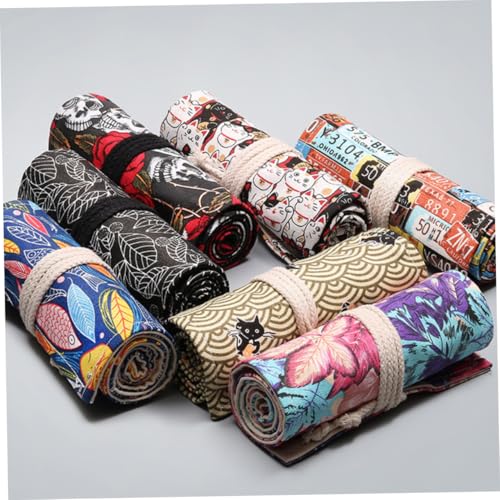 LAPYAPPE Handgefertigte Ethno Stil Stifterolle aus Canvas Fächer Große Kapazität Federmäppchen Tragbare Bleistifttasche für Künstler und Schüler Robust Praktisch Vielseitig Einsetzbar von LAPYAPPE