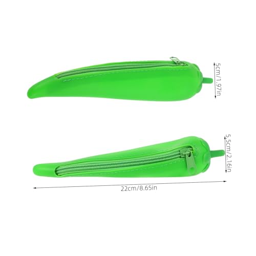 LAPYAPPE Adorable Cartoon Pen Pouch Aus Silikon Tragbare Federtasche Für Schüler Zur Aufbewahrung Von Stiften Und Schreibutensilien Fröhlichem Chili-Design Grün von LAPYAPPE