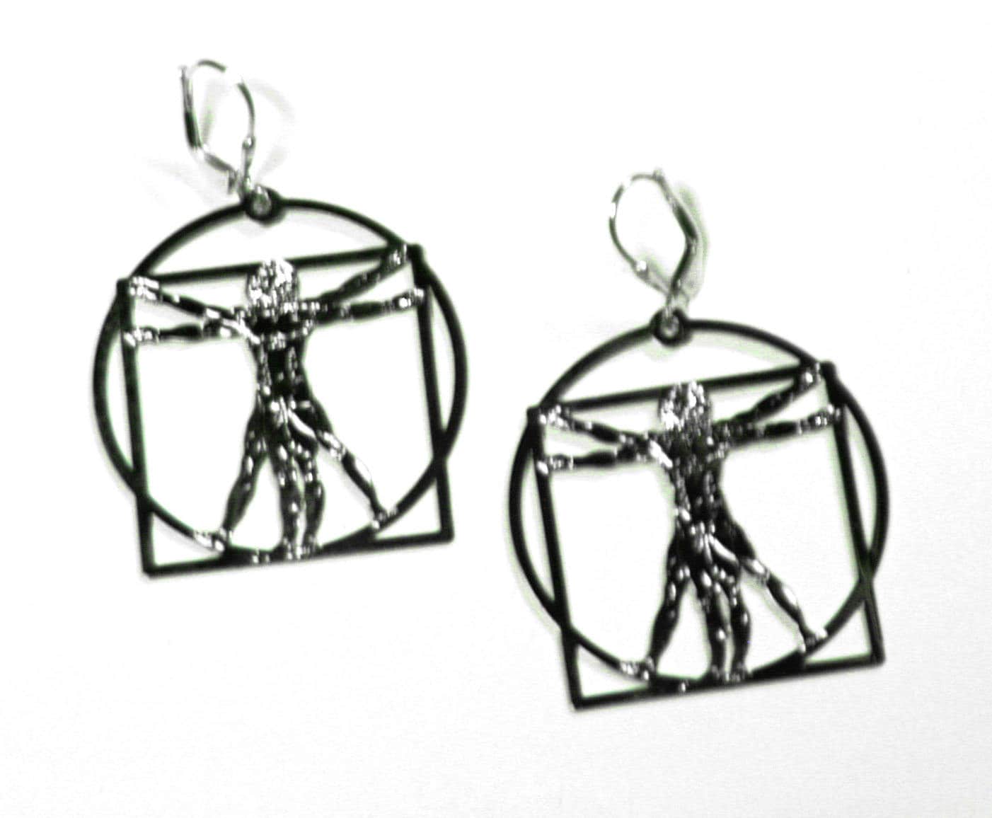 Vitruvian Mann Ohrringe Leonardo Da Vinci Halskette Architechure Wissenschaft Kunst von LAPsychstore