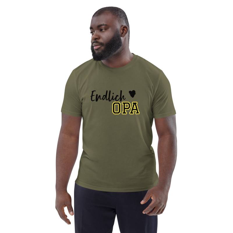 T-Shirt „Endlich Opa" - Gelbe Umrandung, Bio-Baumwolle. Perfekt Zur Verkündung Der Schwangerschaft Und Für Baby Partys. Zeige Deine Freude von LARABIdesign