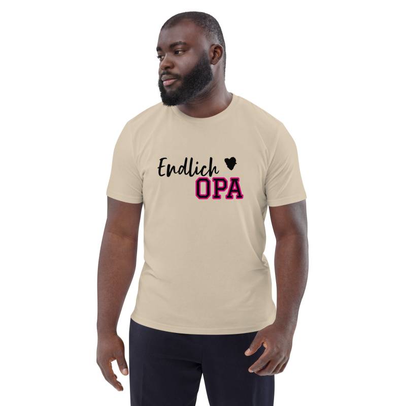 T-Shirt „Endlich Opa" - Pinke Umrandung, Bio-Baumwolle. Perfekt Zur Verkündung Der Schwangerschaft Und Für Baby Partys. Zeige Deine Freude von LARABIdesign
