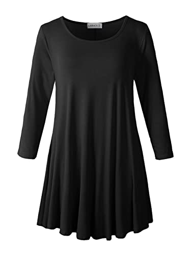 LARACE 3/4-Ärmel, Hemden für Damen, Übergröße, Tunika, elegantes Oberteil, lockere Passform, ausgestelltes T-Shirt, Schwarz, 6X von LARACE