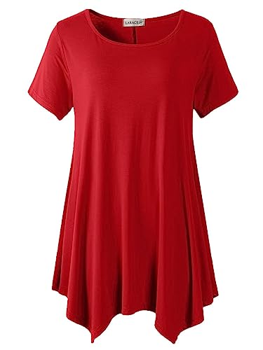 LARACE Damen Swing Tunika Tops locker passen bequem schmeichelnde t-Shirt 2X rot von LARACE