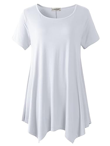LARACE Damen Swing Tunika Tops locker passen bequem schmeichelnde t-Shirt groß weiß LARACE Damen Swing Tunika Tops locker passen bequem schmeichelnde t-Shirt groß weiß von LARACE
