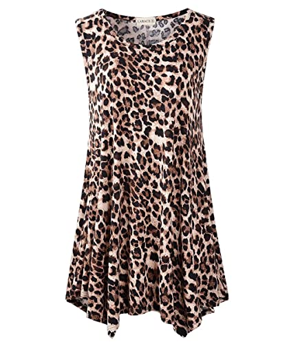 LARACE Damen-Tank-Top, Übergröße, ärmellos, lässig, lockere Tunika, Blusen, A-leopard08, Large von LARACE