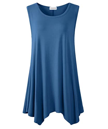 LARACE Damen-Tank-Top, Übergröße, ärmellos, lässig, lockere Tunika, Blusen, Stahlblau, Large von LARACE