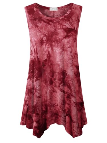 LARACE Damen-Tank-Top, Übergröße, einfarbig, fließend, Sommer, ärmellos, T11-winered, 3X von LARACE