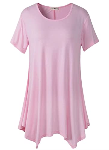 LARACE Damen-Tunika, lockere Passform, bequem, schmeichelhaftes T-Shirt - Pink - 4X von LARACE
