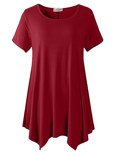 LARACE Damen-Tunika, lockere Passform, bequem, schmeichelhaftes T-Shirt - Rot - 4X von LARACE