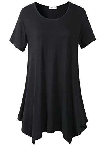 LARACE Damen-Tunika, lockere Passform, bequem, schmeichelhaftes T-Shirt - Schwarz - 6X von LARACE