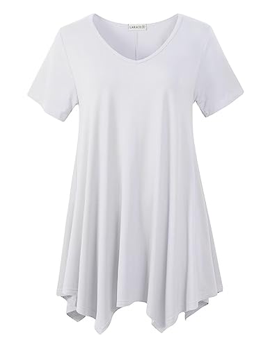 LARACE Damen lässiges t-shirt mit v-ausschnitt tuniken für leggings 4x weiß von LARACE