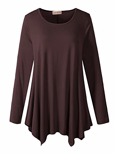 LARACE Damen langarm schmeichel comfy tunika loose fit flowy top groß kaffee von LARACE