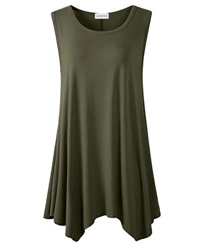 LARACE Frauen Übergröße Solid Basic Flowy Tank Tops Sommer Ärmellos Tunika - Grün - 1X von LARACE