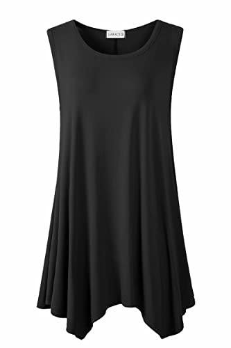 LARACE Frauen Übergröße Solid Basic Flowy Tank Tops Sommer Ärmellos Tunika - Schwarz - 4X von LARACE