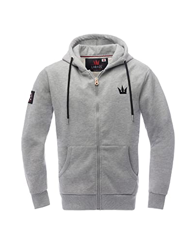 LARAZÉ Tim Herren Sweatjacke Kapuzenjacke Hoodie mit Kapuze und Reißverschluss Zipper (M, Light Grey/Grau) von LARAZÉ