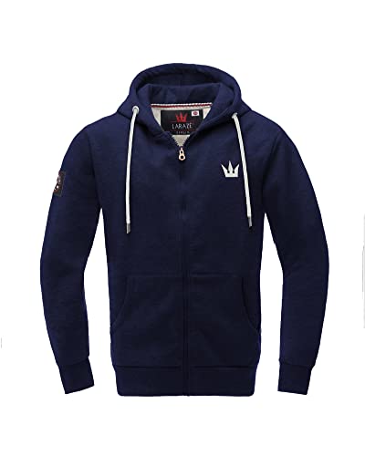 LARAZÉ Tim Herren Sweatjacke Kapuzenjacke Hoodie mit Kapuze und Reißverschluss Zipper (XL, Navy/Dunkel Blau) von LARAZÉ