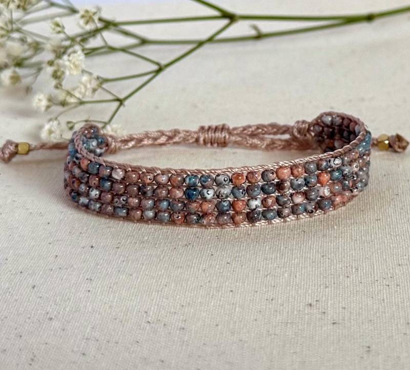 Armband ~ Perlenarmband Aus Wunderschönen Picasso Perlen in Blau - Orange Braun von LARAlieschen