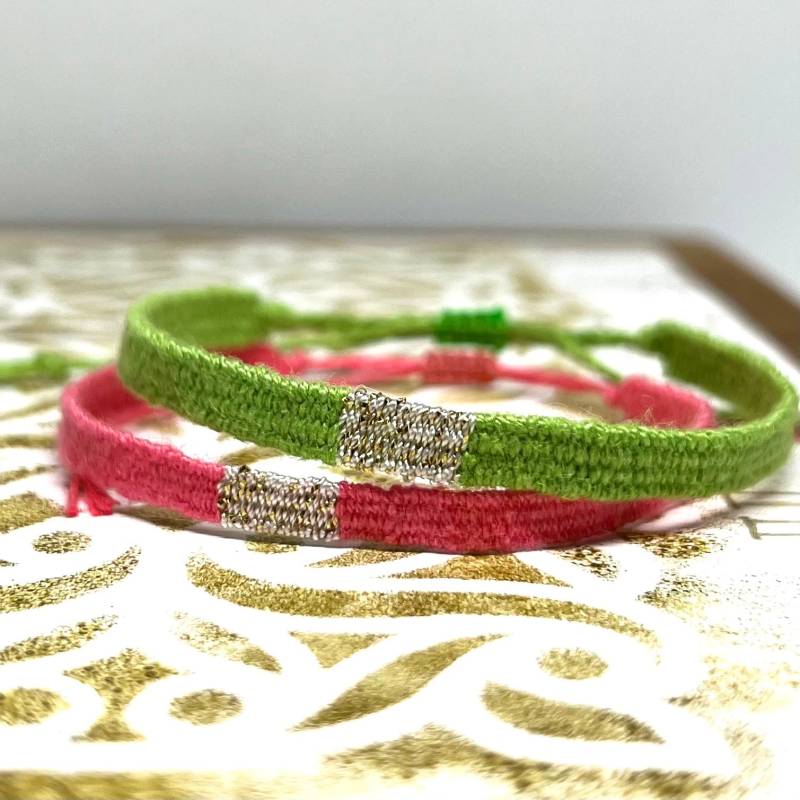 Gewebtes Armband Aus Leinen - Guave -Apfel Metallic von LARAlieschen