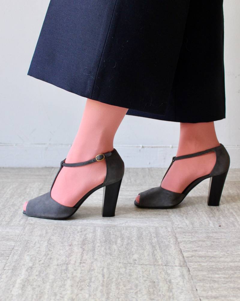 Fountain/Sergio Rossi Schuh Graues Wildleder Salomé Leder Blockabsatz Made in Italy Größe 37 von LARELIGIEUSE