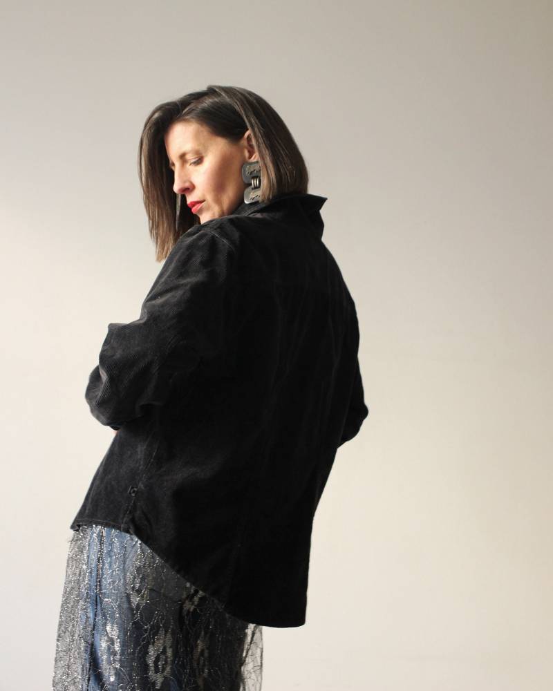 Route 66 Hemdjacke Aus Schwarzem Cord Mit Reißverschluss/Unisex-Größe S-M-L von LARELIGIEUSE