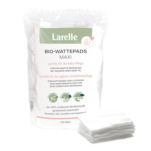 Larelle Bio-Wattepads Maxi für Mama & Baby, 180 Stück, GOTS Ecocert, perfekt für die Baby-Pflege und die tägliche Schönheitspflege Larelle Bio-Wattepads Maxi für Mama & Baby, 180 Stück, GOTS Ecocert, perfekt für die Baby-Pflege und die tägliche Schönheitspflege von LARELLE