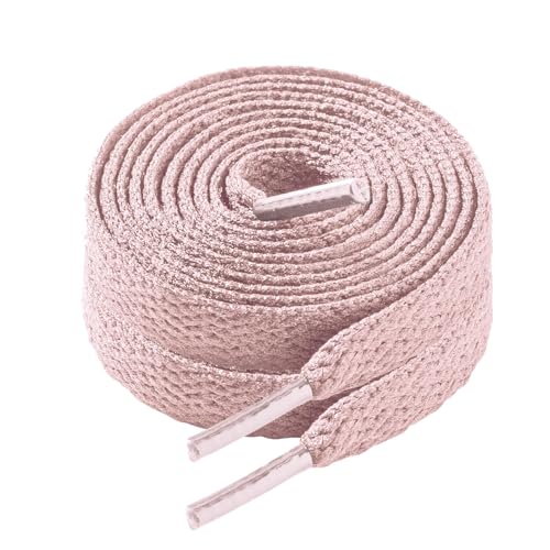 LARGERED 2 Paar Flach Schnürsenkel Rosa 8 mm Breit Premium Sneaker Schnürsenkel für Sportschuhe Turnschuhe und Laufschuhe Reißfest Ersatz Hellrosa Schuhbänder für Herren/Damen/Kinder,130cm von LARGERED