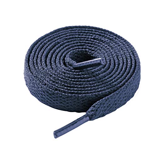 LARGERED Schnürsenkel Blau Flach 8mm Breit Dunkelblau Schuhbänder für Sneaker Sportschuhe Turnschuhe und Laufschuhe Reißfest Ersatz Navy Shoelaces aus Polyester für Herren/Damen,100cm von LARGERED