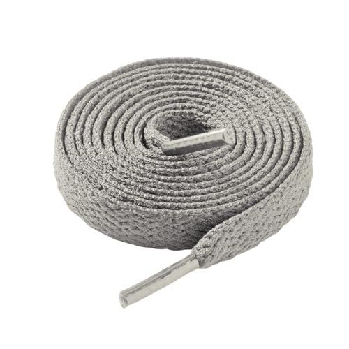 LARGERED Schnürsenkel Grau Flach 8mm Breit Hellgrau Schuhbänder für Sneaker Sportschuhe Turnschuhe und Laufschuhe Reißfest Ersatz Grey Shoelaces aus Polyester für Herren/Damen,100cm von LARGERED