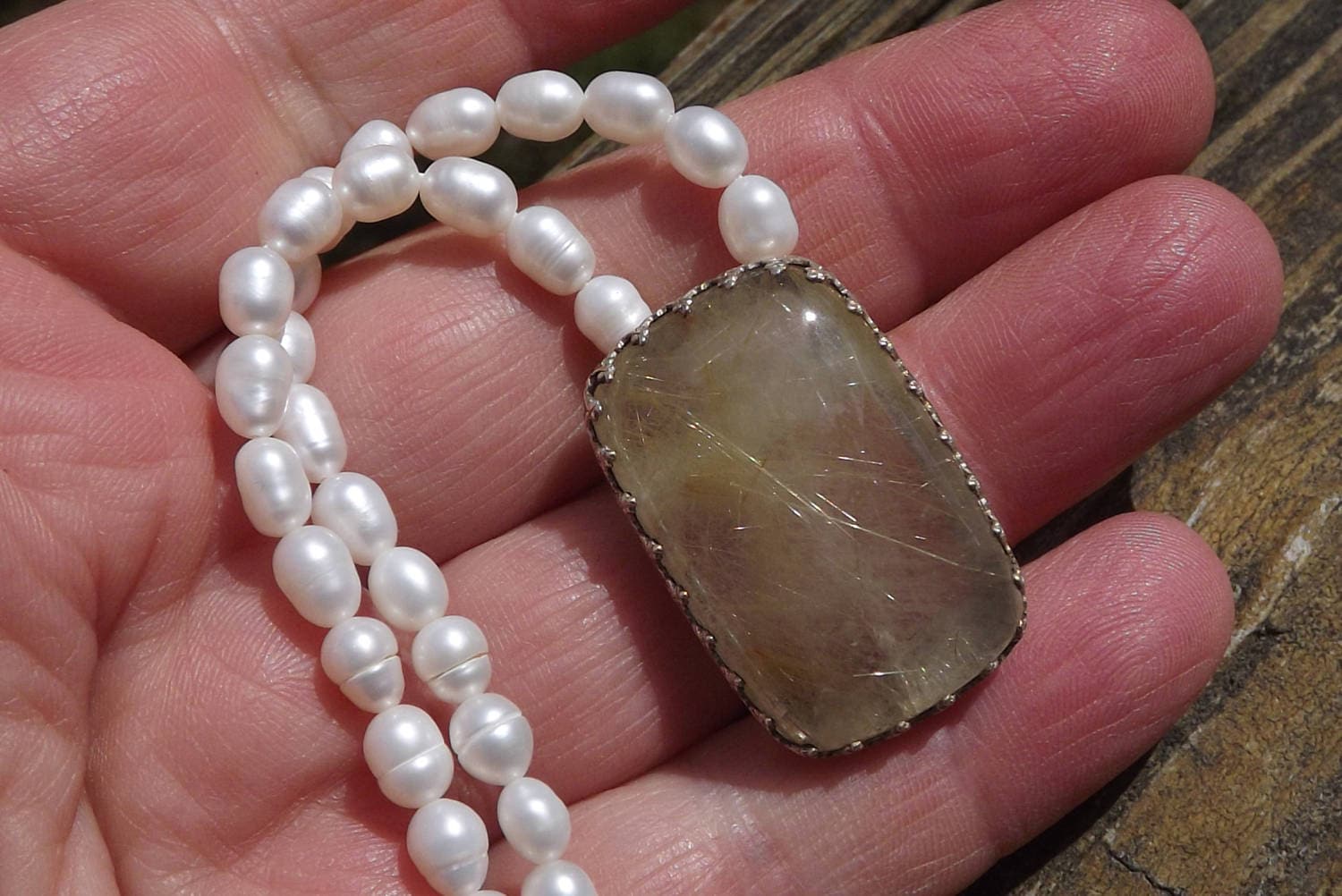 Auffälliger Golden Rutil Sterling Silber Anhänger -Rutilquarz -Heil - Und Transformationsstein von LARIMAR