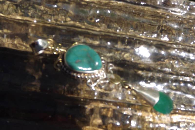 Echter Arizona Türkis Und Grüner Onyx Sterling Silber Art Deco Anhänger - Unikat von LARIMAR