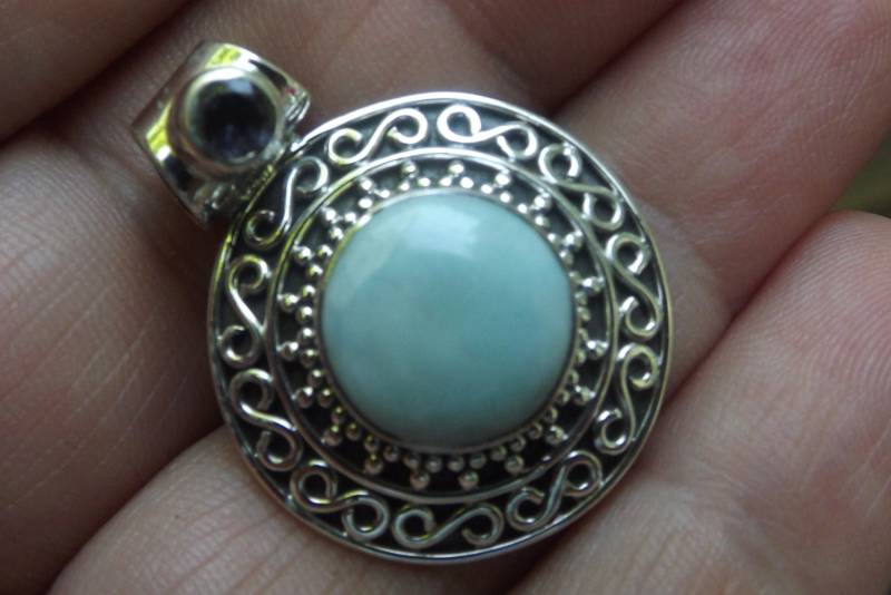 Echter Dominikaner Larimar Sterling Silber Anhänger - Atlantis Stein von LARIMAR