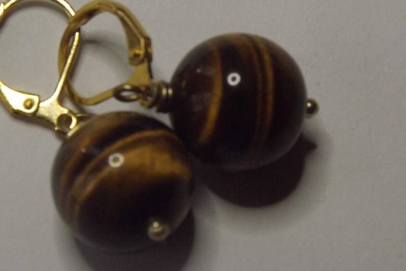 Tigerauge Brisur-Ohrringe-sterling Silber Kleine Baumeln von LARIMAR