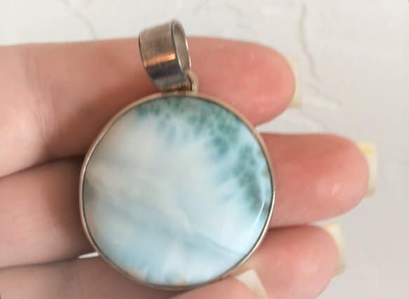 Echter Larimar Anhänger Blau Massiv Sterling Silber Swinging Bail 1-7/8 "Lang Rund Big Large Bale Nos Nie Getragen 31mm Durchmesser Für Halskette Echter Larimar Anhänger Blau Massiv Sterling Silber Swinging Bail 1-7/8 "Lang Rund Big Large Bale Nos Nie Getragen 31mm Durchmesser Für Halskette von LARIMARandTURQUOISE