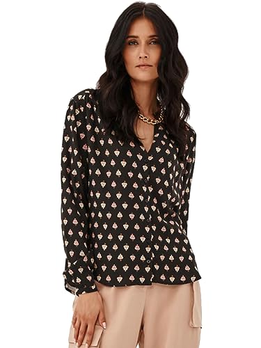 LARIME Women's Bluse ATUT fine Print Farbe schwarz Blouse, 38 von LARIME