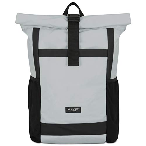 Lark Street Rolltop Rucksack Damen & Herren Groß Grau - No 2 - Daypack für Schule, Uni, Fahrrad - 15,6 Laptop Fach - Nachhaltig - Wasserabweisend von LARKSON