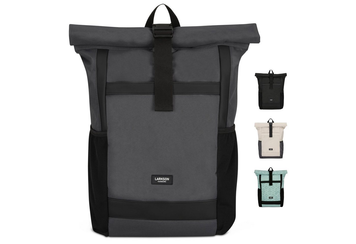 LARKSON Cityrucksack No 2, Rolltop Damen Herren, Laptop Fach, Wasserabweisend von LARKSON