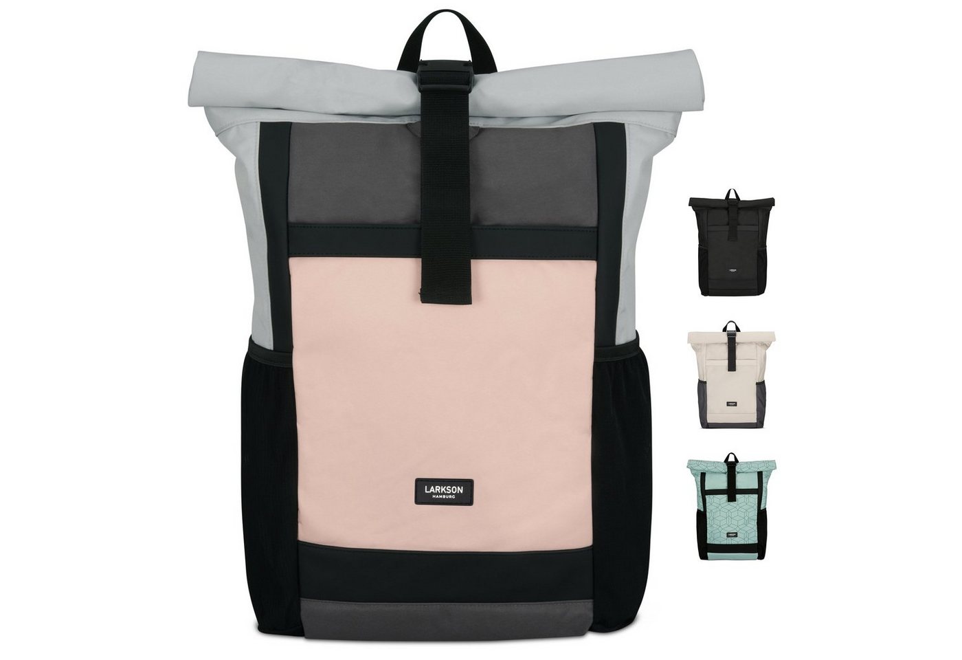 LARKSON Cityrucksack No 2, Rolltop Damen Herren, Laptop Fach, Wasserabweisend von LARKSON