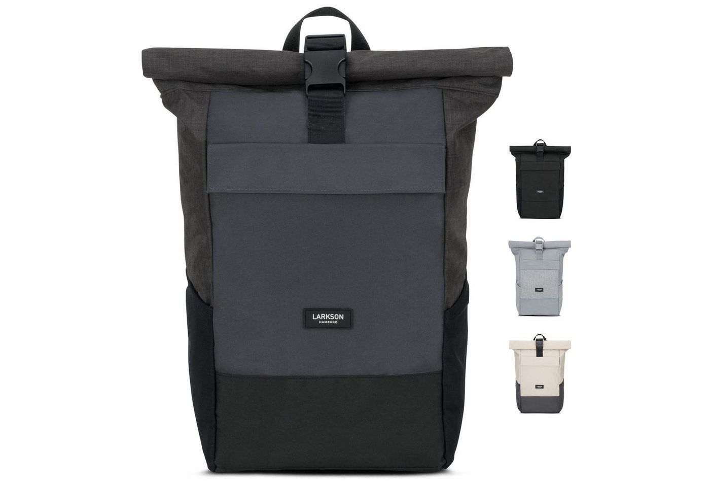 LARKSON Cityrucksack No 4, Rolltop Damen Herren, Laptop Fach, Wasserabweisend von LARKSON