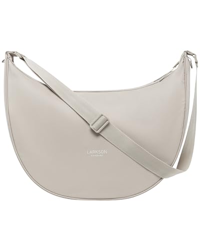 LARKSON Crossbody Bag Damen & Herren Beige - Solveig XL - Große Umhängetasche im Halbmond Style -Tasche mit 16 Zoll Laptopfach - Moon Bag - Wasserabweisend von LARKSON
