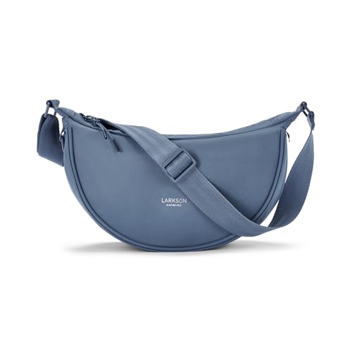 LARKSON Crossbody Bag Damen & Herren Blau - Solveig Small - Umhängetasche im Halbmond Style - Halbrunde Schultertasche - Moon Bag Design - Wasserabweisend von LARKSON