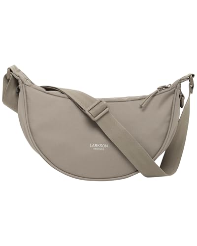 LARKSON Crossbody Bag Damen & Herren Grau - Solveig Small - Umhängetasche im Halbmond Style - Halbrunde Schultertasche - Moon Bag Design - Wasserabweisend von LARKSON